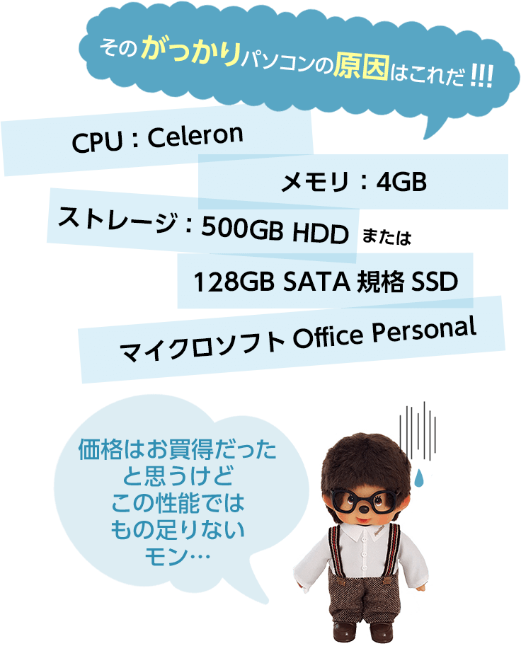 ΤäѥθϤ!!!CPUCeleronꡧ4GBȥ졼500GB HDD ޤ 128GB SATASSD ޥեOffice Personal