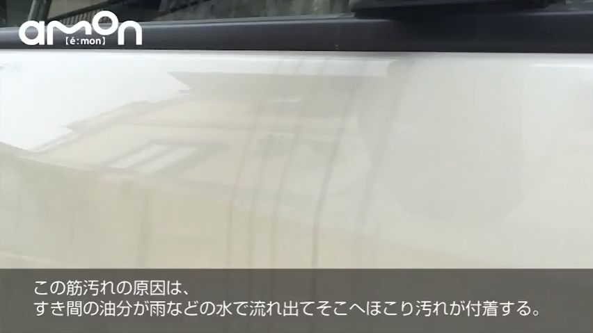 楽天市場 エーモン愛車ピカピカ研究所 動画コンテンツ 車の雨ジミ 黒筋汚れの原因と対策 E くるまライフ