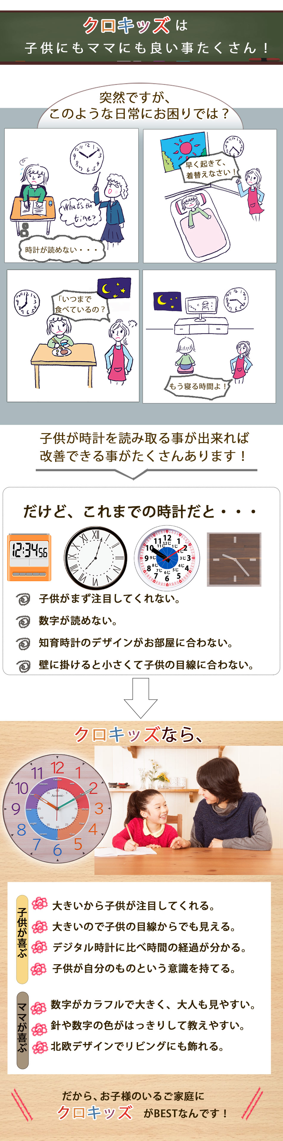『大型掛け時計 知育時計』 掛け時計 1