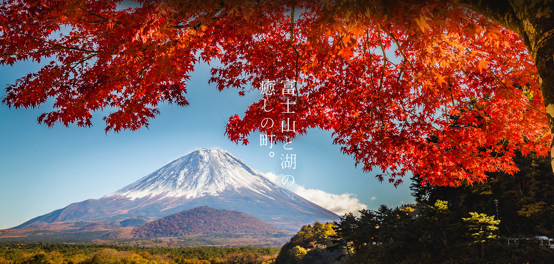 富士山と湖の癒しの町。秋