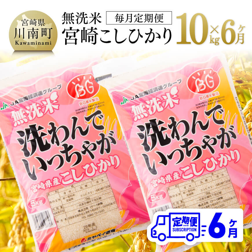 【6ヶ月定期便】宮崎県産無洗米「こしひかり」10kg