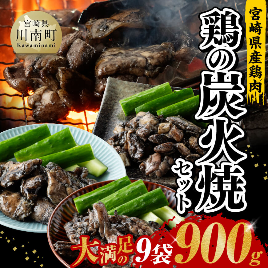 宮崎県産鶏肉 鶏の職人炭火焼セット 9袋 900g