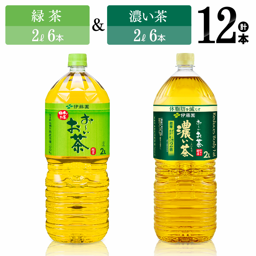 【ふるさと納税】伊藤園　緑茶（2L）＆濃い茶（2L）(PET）12本
