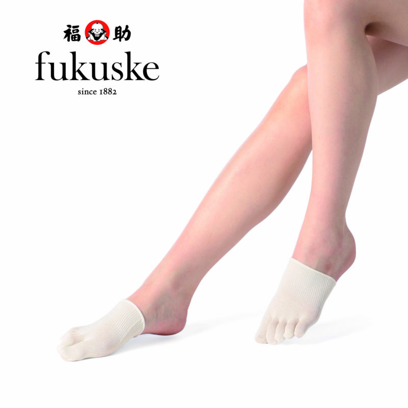 fukuske 表糸シルク100% 5本指 つま先なしソックス 
