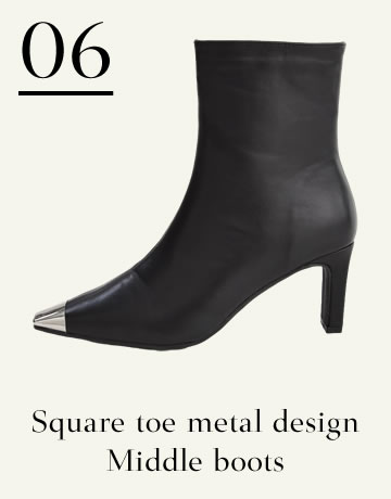 138287_スクエアトゥメタルデザインミドルブーツ_Square toe metal design middle boots