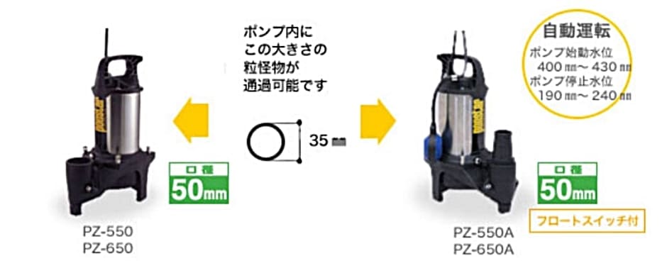 汚物用水中ポンプ ポンスター PZ-550A PZ550A 50mm 50Hz ステンレス 自動運転 東日本対応 工進 KOSHIN - 7