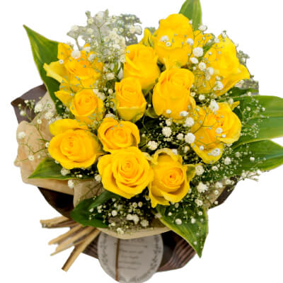 父の日に贈る花/そのまま飾れる 黄色いバラ12本のブーケ