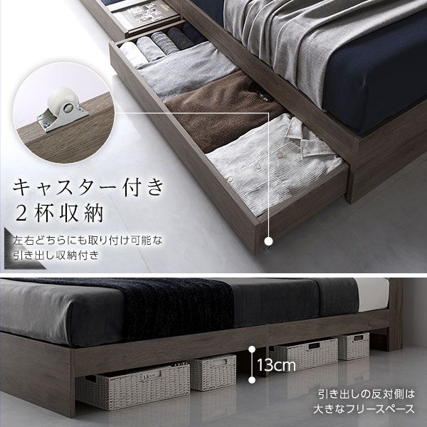 【楽天市場】ワイドキングサイズベッド240(SD+SD) マットレス付き ボンネルコイル 収納付きベッド 連結：おしゃれ家具・寝具のハッピーリポ