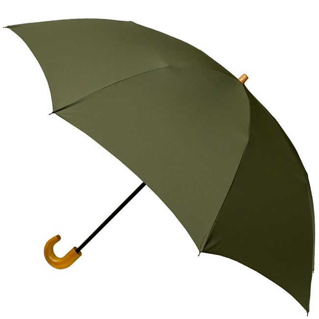 Ramuda ノンコーティング透湿防水素材タフレックス使用。畳みやすい２段式折りたたみ傘 （カーキ）