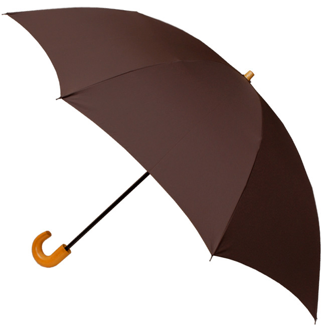 Ramuda ノンコーティング透湿防水素材タフレックス使用。畳みやすい２段式折りたたみ傘 （ブラウン）