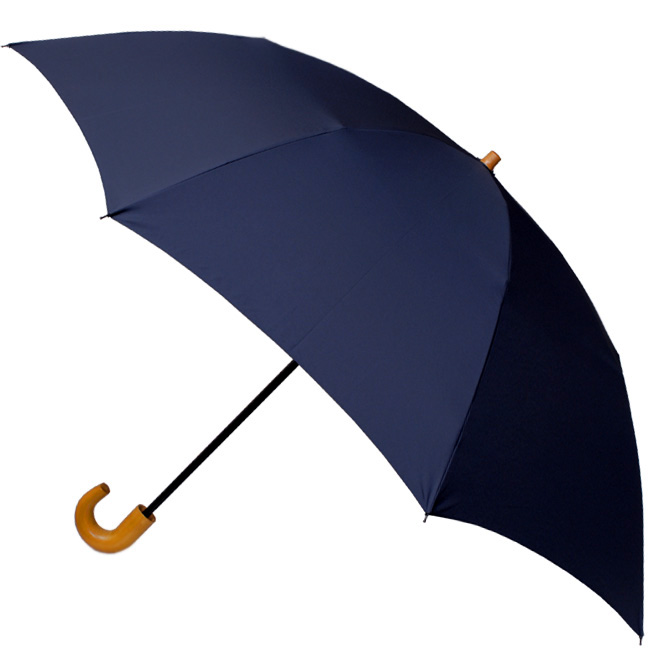 Ramuda ノンコーティング透湿防水素材タフレックス使用。畳みやすい２段式折りたたみ傘 （ネイビー）