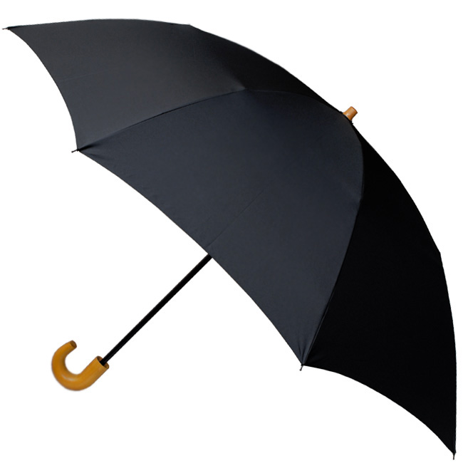 Ramuda ノンコーティング透湿防水素材タフレックス使用。畳みやすい２段式折りたたみ傘 （ブラック）