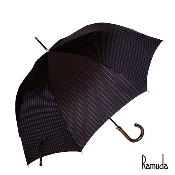 Ramuda ピンストライプをモダンに表現した表情豊かな長傘。熟練職人の優れた技術が生きる逸品（ネイビー）