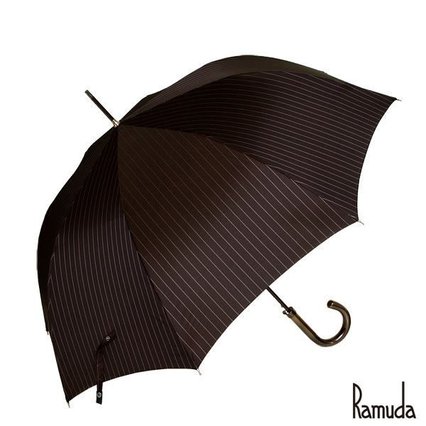 Ramuda ピンストライプをモダンに表現した表情豊かな長傘。熟練職人の優れた技術が生きる逸品（ブラック）