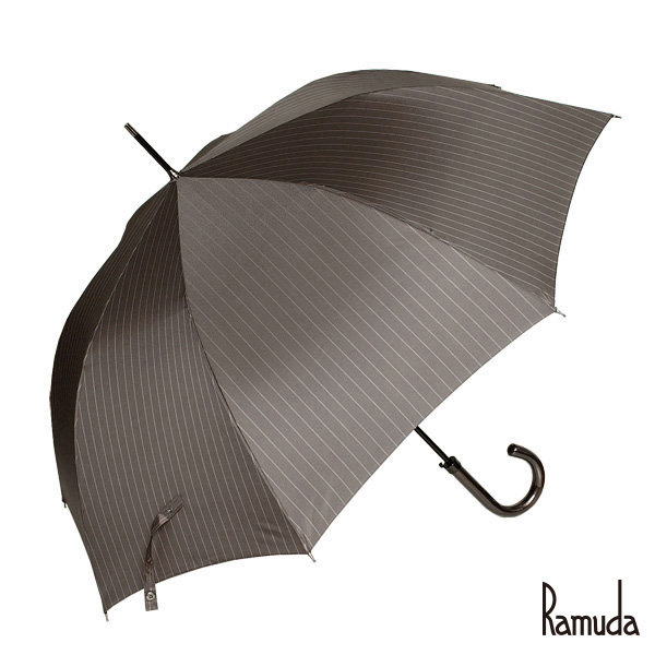 Ramuda ピンストライプをモダンに表現した表情豊かな長傘。熟練職人の優れた技術が生きる逸品（グレー）