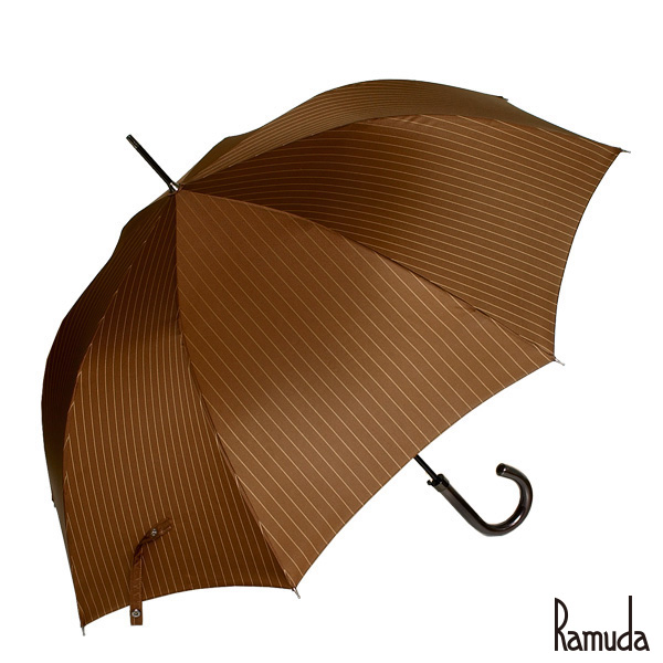 Ramuda ピンストライプをモダンに表現した表情豊かな長傘。熟練職人の優れた技術が生きる逸品（ブラウン）