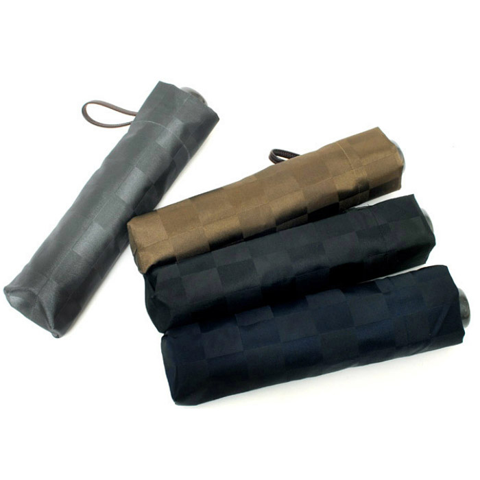 Ramuda 伝統的な甲州織生地を使用した粋でお洒落な市松柄の折りたたみ傘