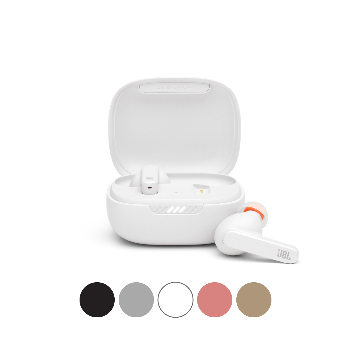 JBL LIVE PRO+ TWS - White - True wireless in-ear NC headphones - Hero
