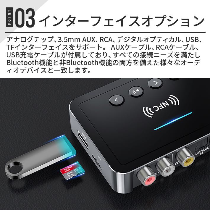 【楽天市場】進化版 NFC 付きBluetooth5.0トランスミッター 