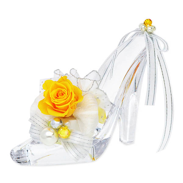 お花ソムリエ フラワー プロポーズ プリザーブドフラワー ガラスの靴 イエロー PF-A-20013-YE