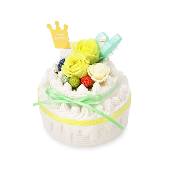 お花ソムリエ フラワー 誕生日 フラワーケーキ プリザーブドフラワー グリーン PF-0054-GR