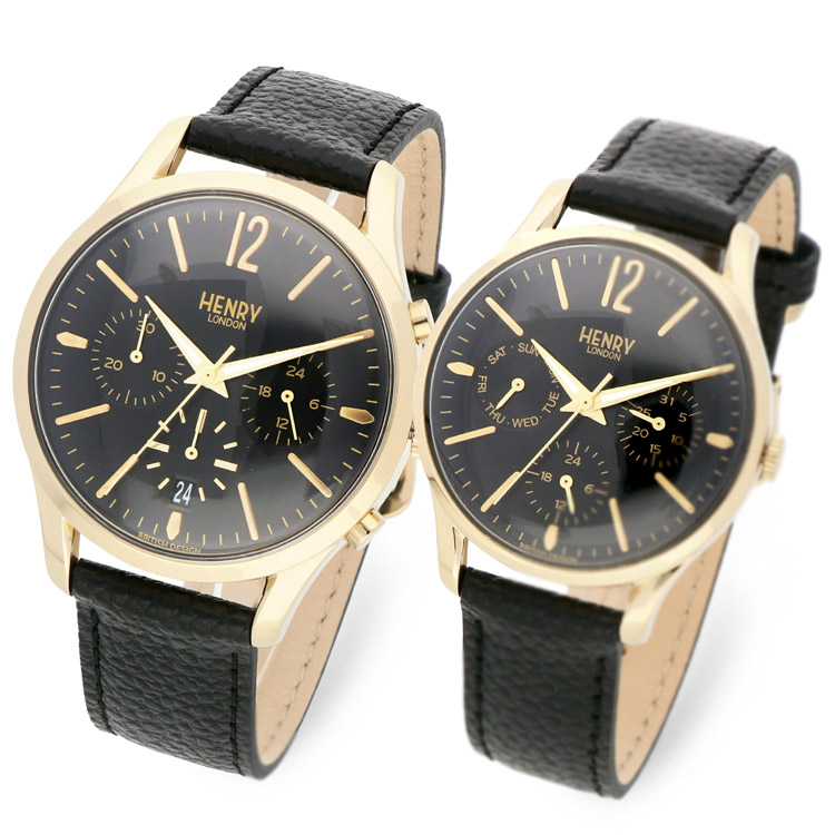 HENRY LONDON ペアレザーウォッチ 腕時計 2個セット イギリス有名ブランド HL39-CS-0438-P