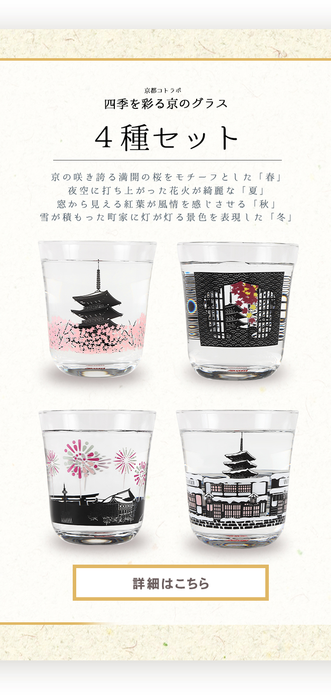 四季を彩る京のグラス4種セット