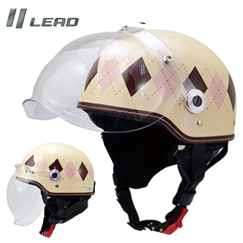 【楽天市場】【SALE】LEAD【オリジナル】CROSS アーガイルデザイン ハーフヘルメット CR760バイク用品 バイク用 ヘルメット