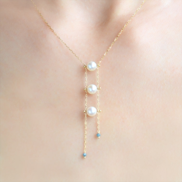 【楽天市場】日本製 あこや真珠 ネックレス 18金 パール 18k ブルーダイヤモンド 送料無料：リリミア