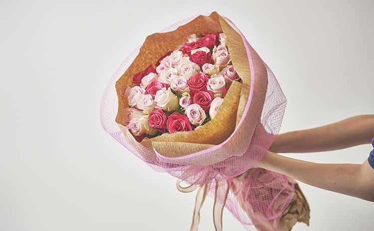 リンクフローリスト ピンクバラ花束 60本の画像