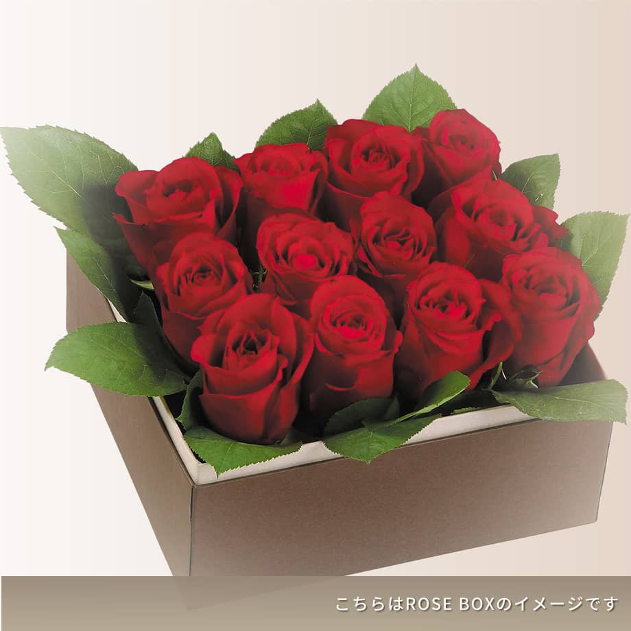 真実の愛を意味する12本のバラをプレゼントに。リンクフローリストのバラローズボックスL