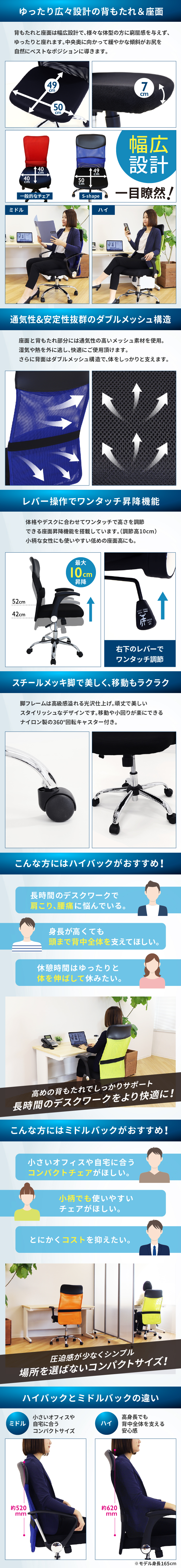 オフィスチェア デスクチェア 事務椅子 メッシュ ロッキング ワークチェア 椅子 腰痛対策 学習椅子 ミドルバック 肘付き 固定肘 S-shapeチェア SSP-MA