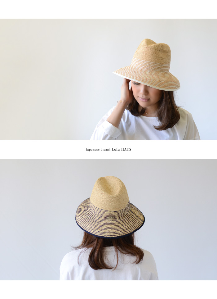 【楽天市場】Lola HATS ローラハットボーダー刺繍 ラフィアハット(9cmブリム) 夏 帽子＜WAISTBAND BIS＞(51lh