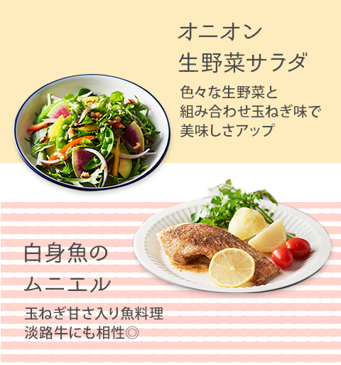 オニオン生野菜サラダ&白身魚のムニエル