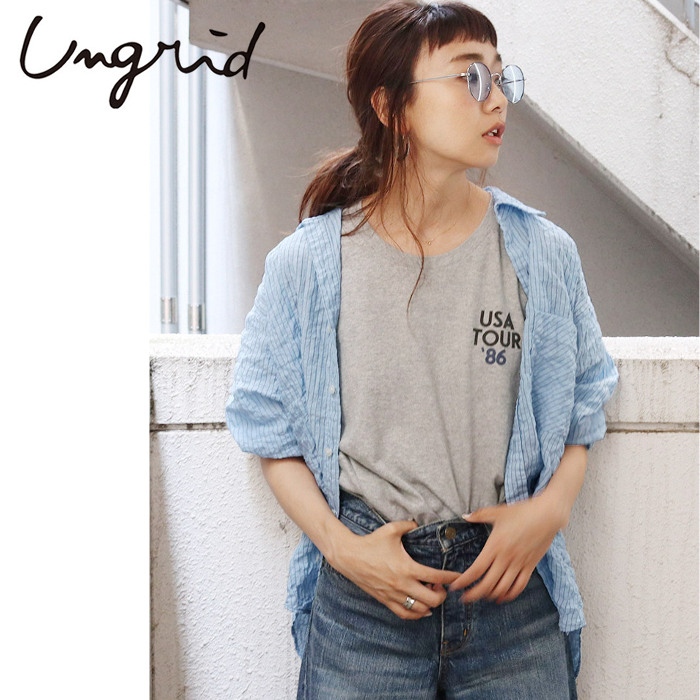 【楽天市場】Ungrid(アングリッド)マルチカラーストライプシャツ(111740451401)2017Autumn新作 シャツ シャーリング