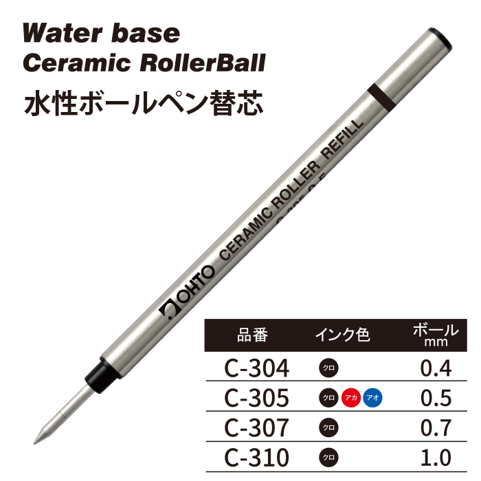 OHTO 公式ショップ ボールペン 水性ボールペン替芯 C-305ブルーブラック ISO-TYPE-Aセラミック 錆びにくい 細字 0.5mm |  OHTO公式楽天市場店