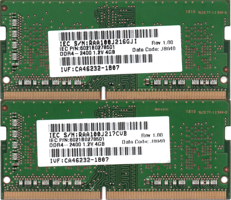 返品交換不可】 SAMSUNG サムスン PC4-19200 (DDR4-2400) (1Rx16)の2枚組 SO-DIMM 260pin ノート パソコン用メモリ 片面実装 合計8GB 4GB 2枚 x 動作保証品 増設メモリ