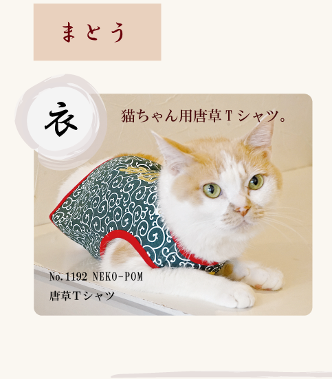 まとう衣猫ちゃん用唐草Tシャツ。No1192