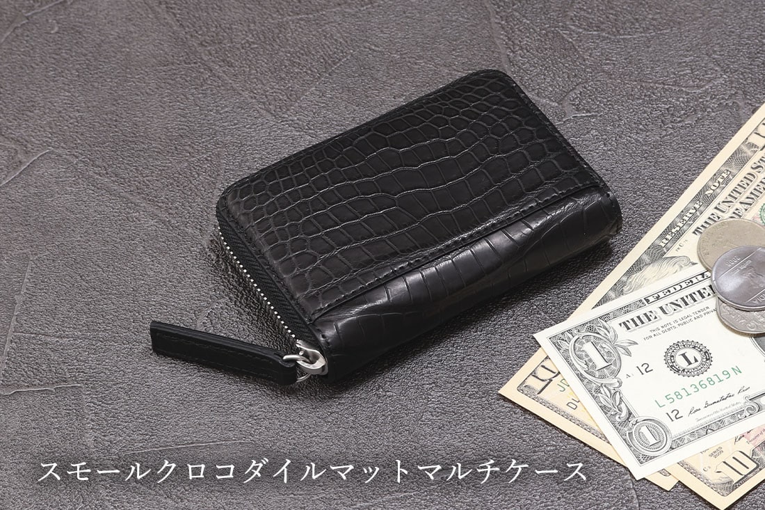 j-white マット加工クロコダイルミニ財布メンズ (折りたたみ財布