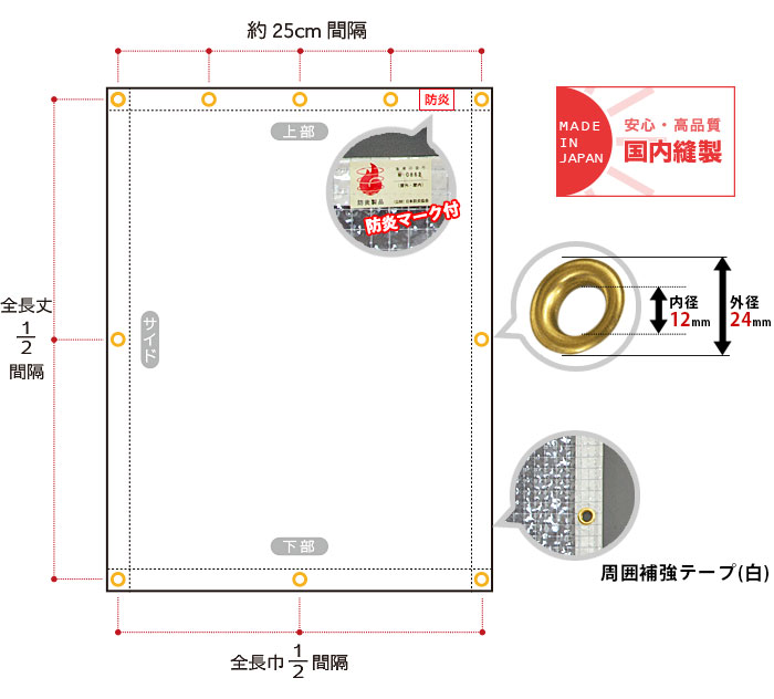 楽天市場】ビニールカーテン 透明 防炎 PVC糸入り 0.55mm厚 【FT07】幅 
