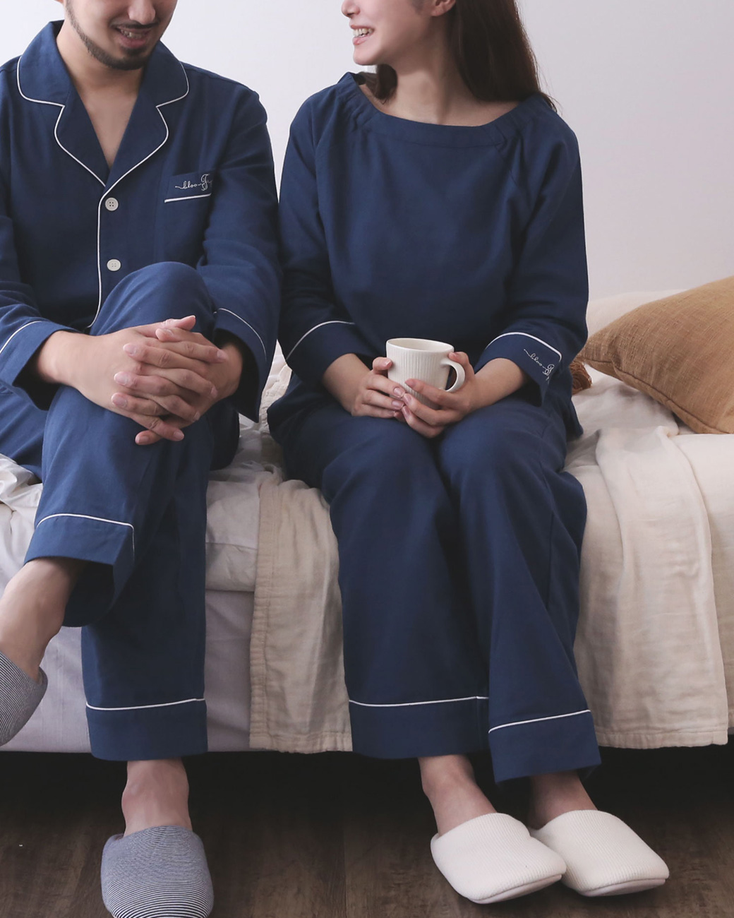 ブルーミングフローラ Standard cotton pajamas ルームウェア パジャマ 上下セット 綿100％ 8分袖 ボートネック bloomingFLORA