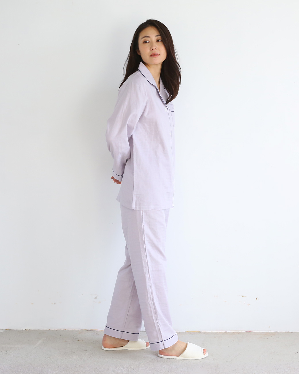 (ブルーミングフローラ)bloomingFLORA ルームウェア パジャマ 上下セット 長袖 日本製 ダブルガーゼ 綿100％ 丸衿 優しい着心地