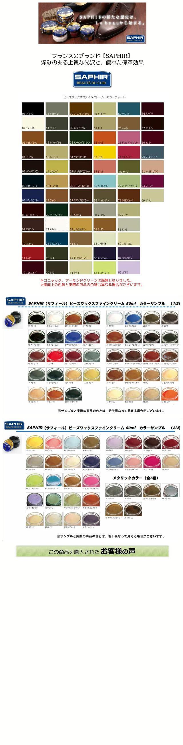 Saphir Shoe Cream Color Chart