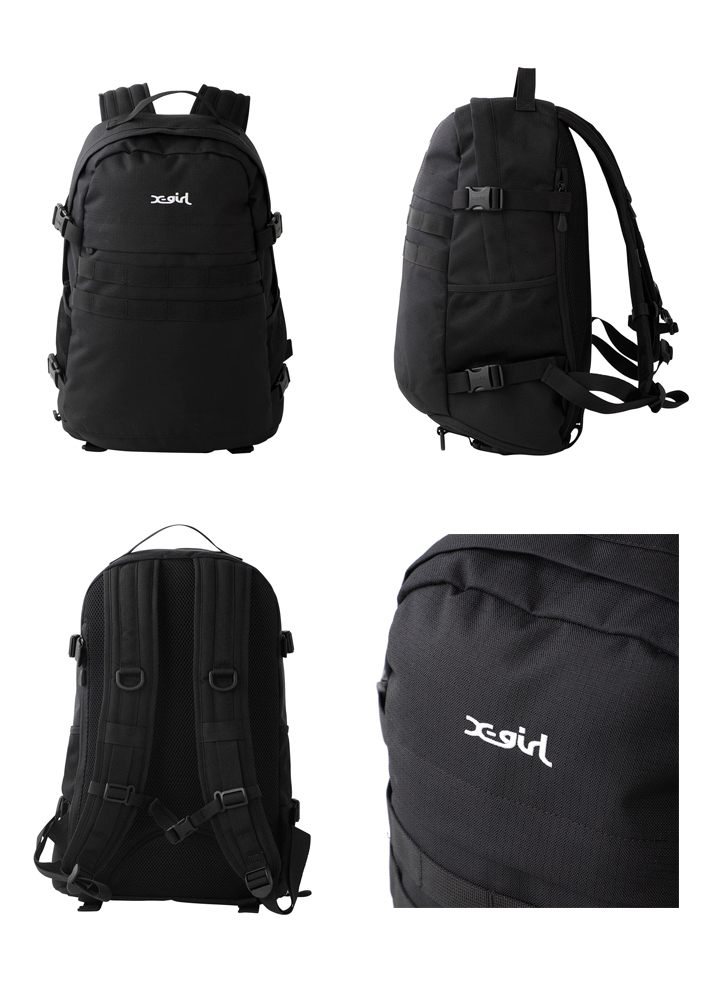 X-GIRL リュック バックパック 鞄 ロゴ 大容量 レインカバー ブラック