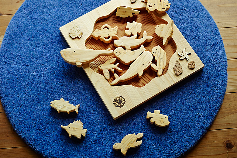 楽天市場】【木のおもちゃ 海パズル】 名入れ可能 送料無料 型はめ