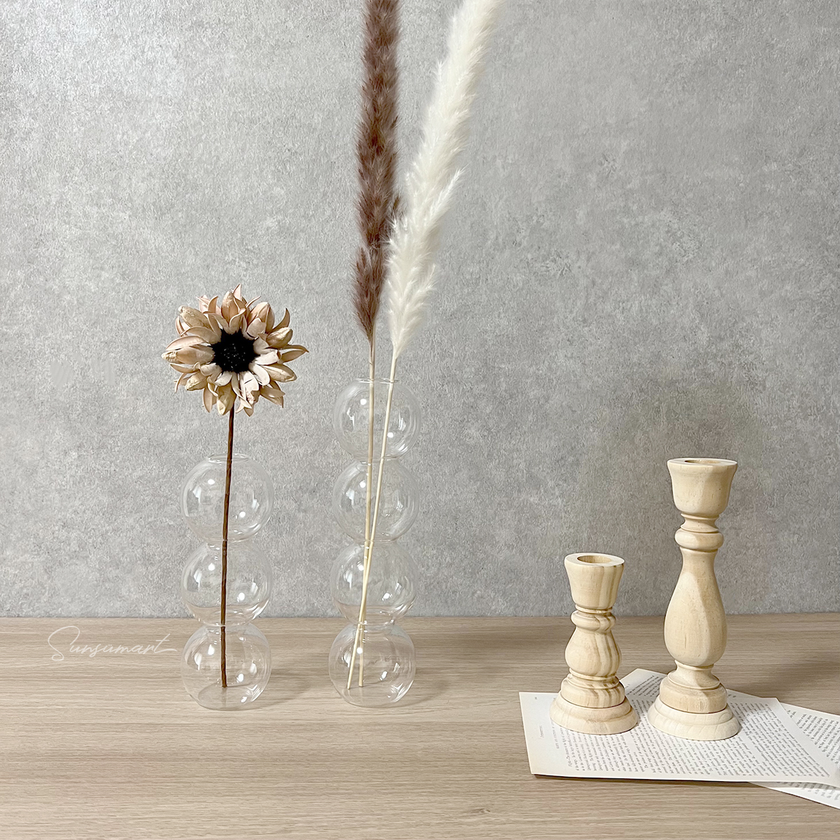 バブル フラワーベース 花瓶 花器 韓国インテリア 3連 アジアン雑貨