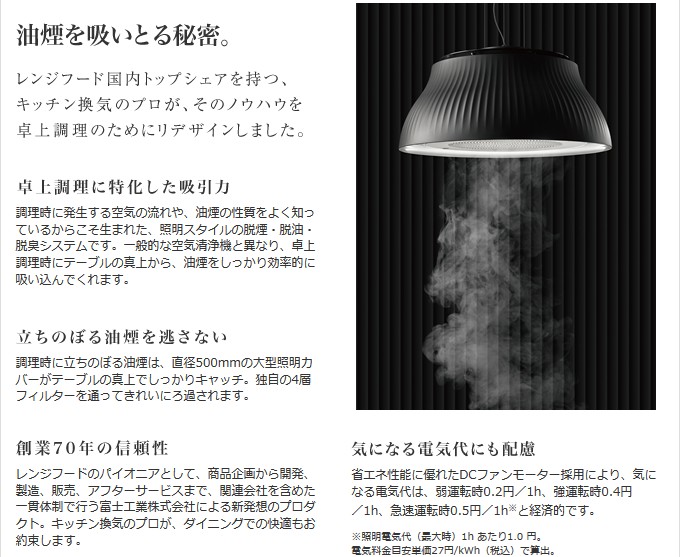 最新な クーキレイ 富士工業 照明 空気清浄機 脱臭 脱煙 脱油 C-PT511-BK ブラック