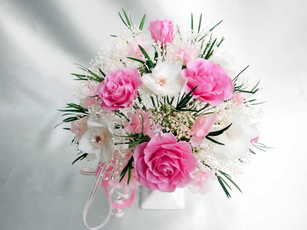 【楽天市場】小花いっぱいブーケ『ピンク』プリザーブドフラワー[PW]：花とベネチアン