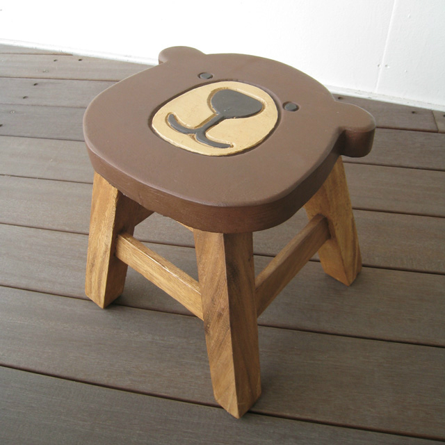 Wood Gallery Itsuki Present Round Stool Bear Shape That A