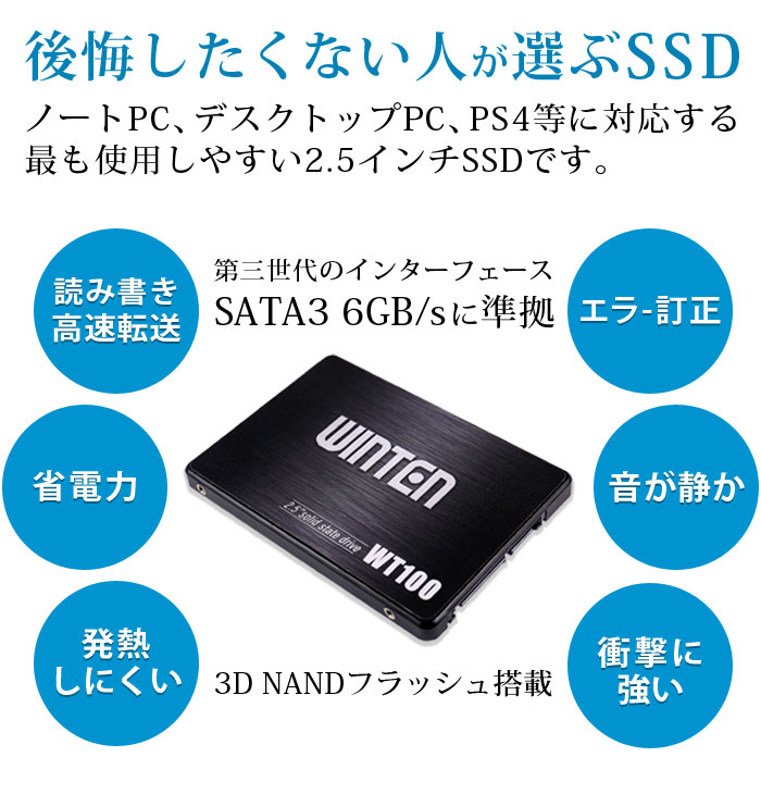 最大95％オフ！ 内蔵SSD 512GB2.5インチ SSD SATA3 6GB s 3D NAND PS4 フラッシュ搭載 WTC400-SSD-512GB  6133